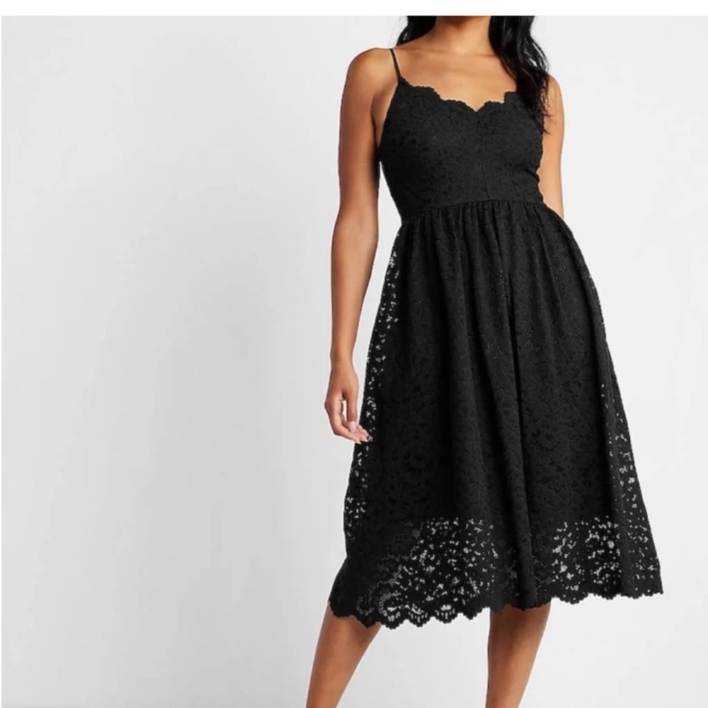 NWT Express Black Lace Midi Dress Medium